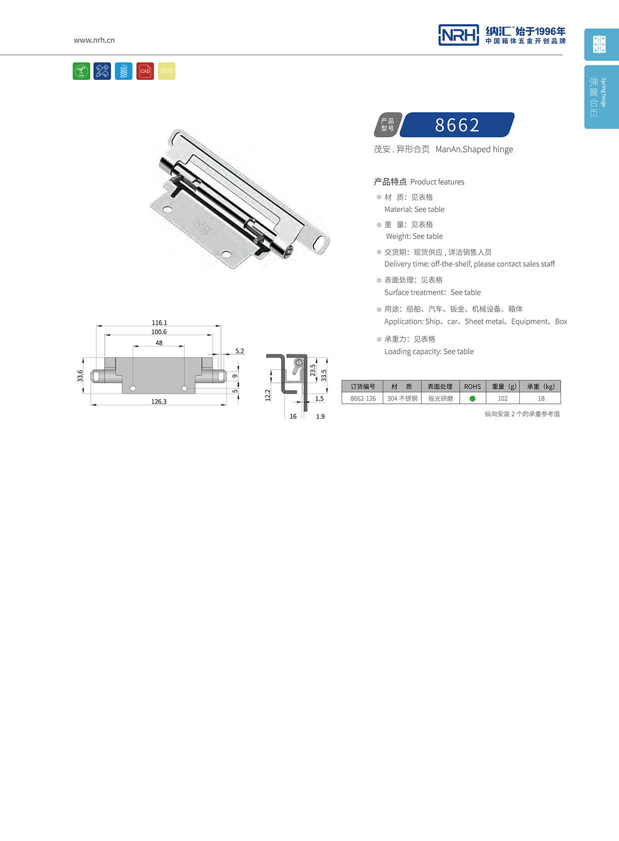 香蕉视频黄下载/NRH 8662-126 工业设备箱柜门香蕉视频APP下载大全